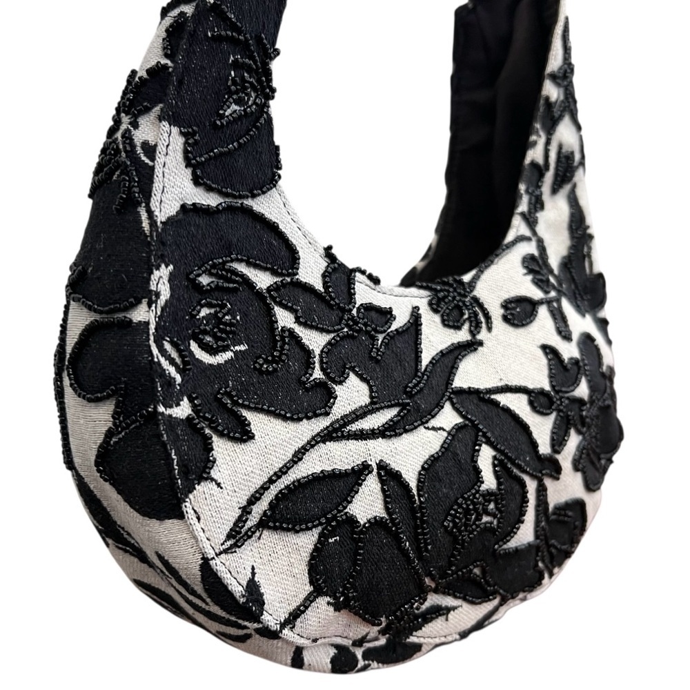 A New Day Beaded Black and White Handbag